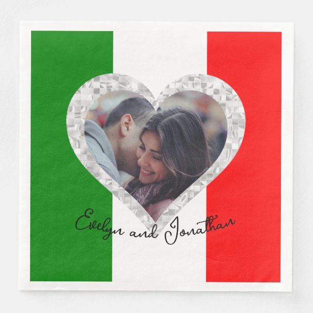 Serviette En Papier Italien Love Drapeau d'Italie Coeur (Devant)