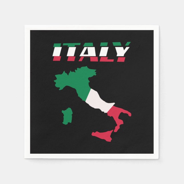 Serviette En Papier Italy Map Italian Italia (Devant)