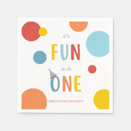 Serviette En Papier It's Fun To Be One Colorful Birthday Party Napkins