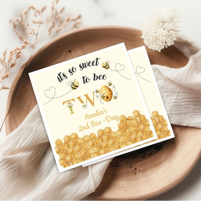 Serviette En Papier It's So Sweet To Bee 2nd Birthday (Créateur téléchargé)
