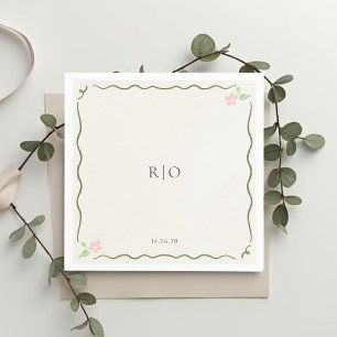 Serviette En Papier Ivoire    Mariage Floral Chic Petit 
