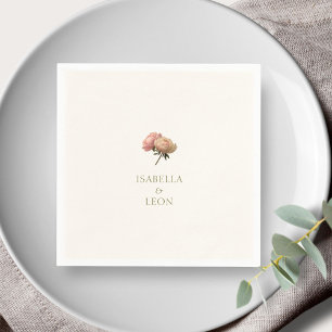 Serviette En Papier Ivoire   Mariage Rose chic