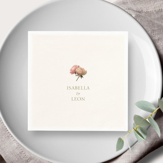 Serviette En Papier Ivoire | Mariage Rose chic (Créateur téléchargé)