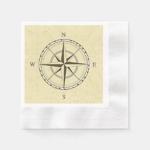 Serviette En Papier Ivoire nautique vintage de rose de boussole