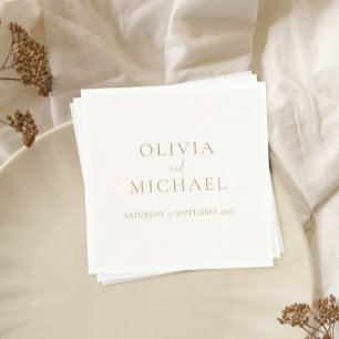 Serviette En Papier Ivoire simple et Mariage moderne Tan