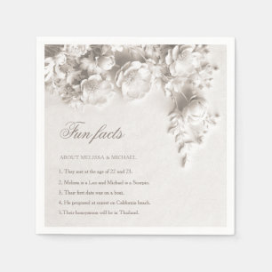 Serviette En Papier Ivory 3D Fleurs Roses Faits Intéressants Mariage 