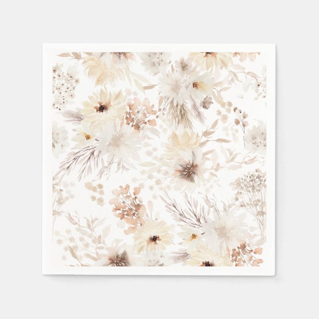 Serviette En Papier Ivory Boho Floral (Devant)
