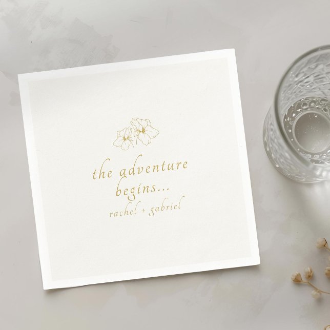 Serviette En Papier Ivory | Chic Faux Or Mariage  (Créateur téléchargé)