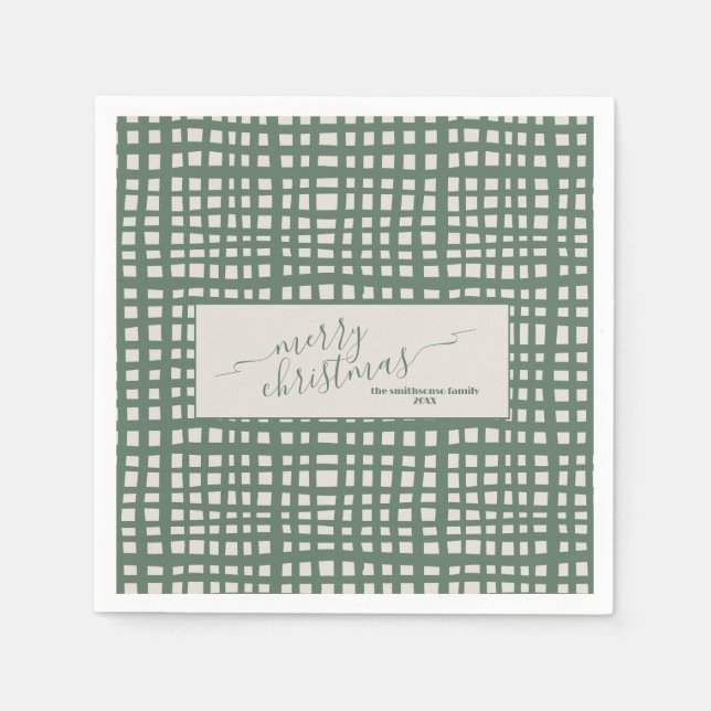 Serviette En Papier Ivory Christmas Poinsettia Sage elegant (Devant)