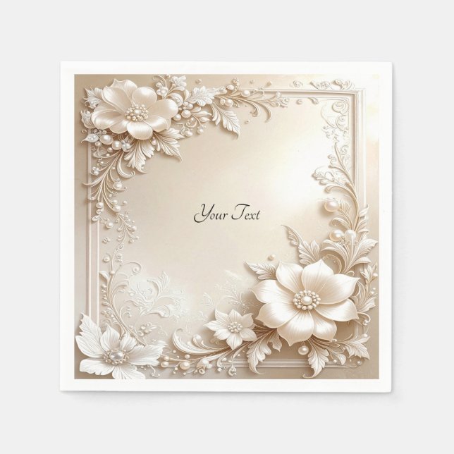 Serviette En Papier Ivory Flowers (Devant)