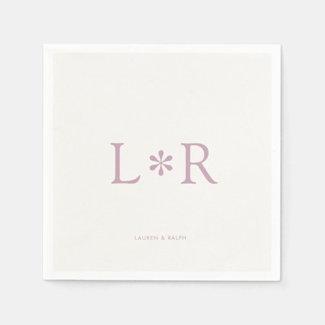Serviette En Papier Ivory & Lilac | Moderne Élégant  (Devant)