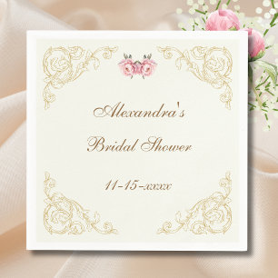 Serviette En Papier Ivory Vintage Floral Peony Baby Shower