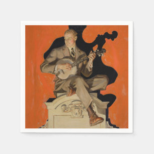 Serviette En Papier J.C. Leyendecker Joueur de banjo 1920 Art déco Art