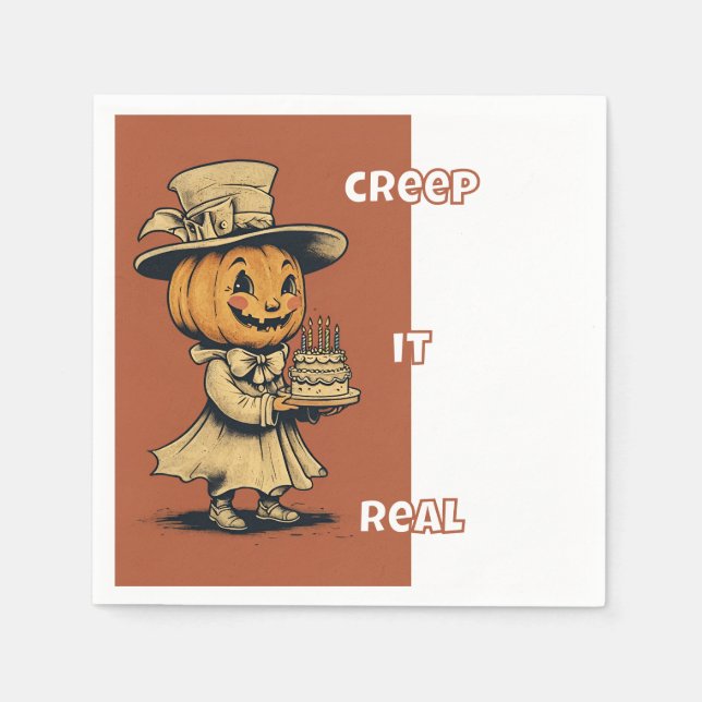Serviette En Papier Jack-o'-lantern à Orange (Devant)