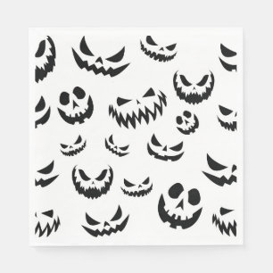 Serviette En Papier Jack-o'-lantern face Citrouille noir et blanc