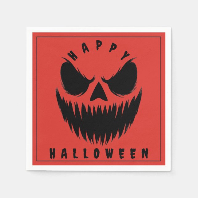 Serviette En Papier Jack-O’-Lantern Halloween heureux (Devant)