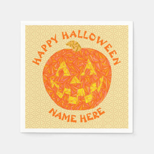Serviette En Papier Jack-o'-lantern Halloween Tricoter Ou Treat Party
