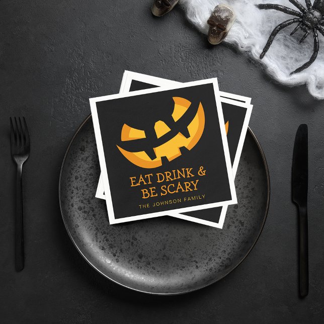 Serviette En Papier Jack-O-Lantern Mangez Boire et soyez effrayants (Jack-O-Lantern Eat Drink and Be Scary Napkins)