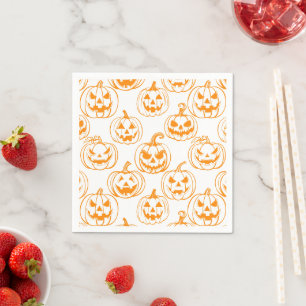 Serviette En Papier Jack-o-lanterns Motif.Orange