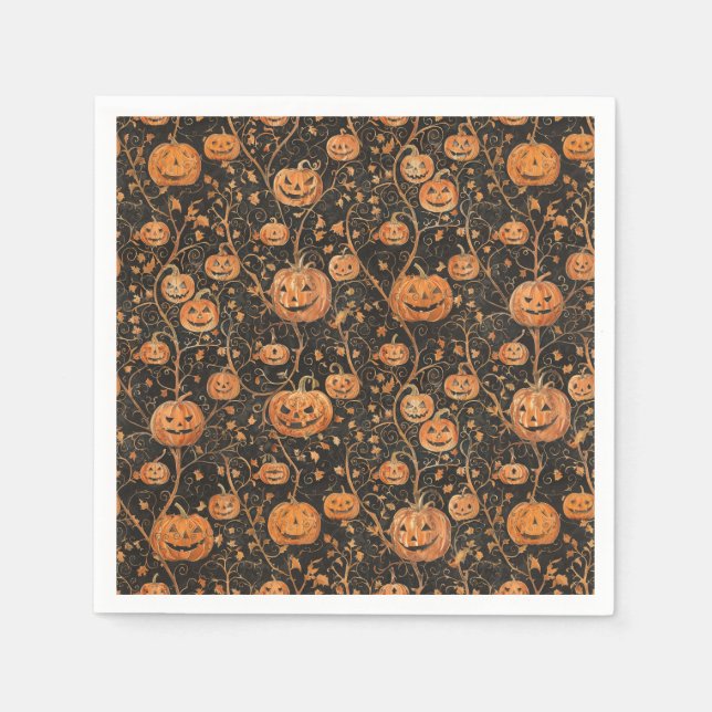 Serviette En Papier Jack-o-Lanterns sur la vigne (Devant)