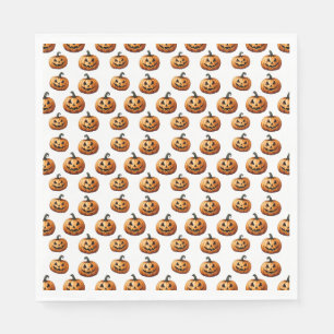 Serviette En Papier Jack O'Lanterns sur blanc