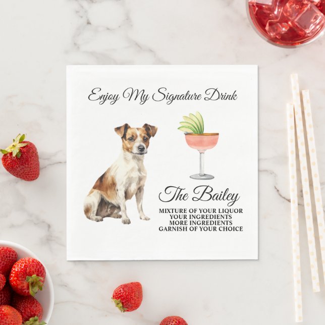 Serviette En Papier Jack Russell Terrier Signature Mariage Boisson Nap (En situation)
