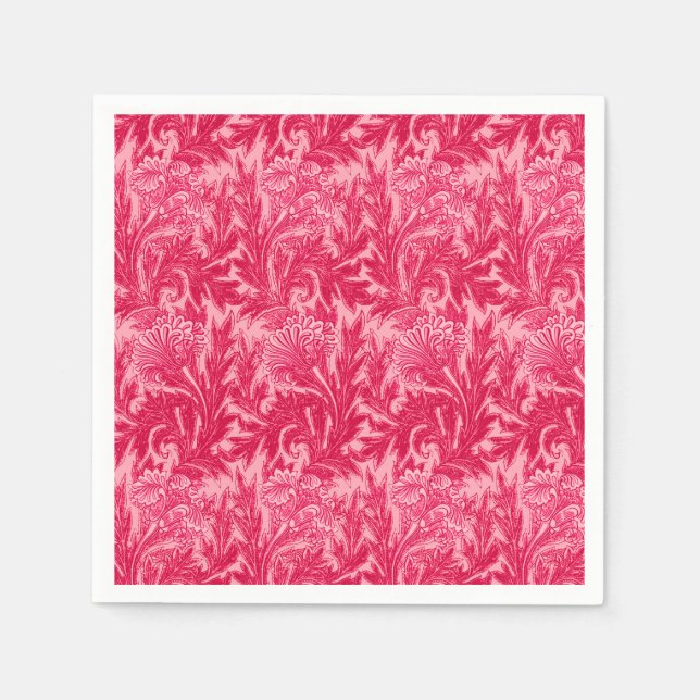 Serviette En Papier Jacobean Flower Damask, Fuchsia et rose clair (Devant)