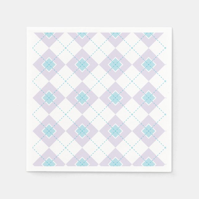 Serviette En Papier Jacquard bleu clair et violet (Devant)