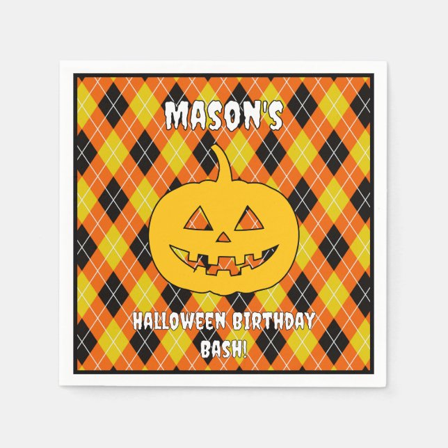Serviette En Papier Jacquard Halloween Jack-o'-lantern (Devant)