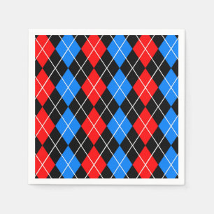 Serviette En Papier Jacquard noir rouge Diamant Motif Design
