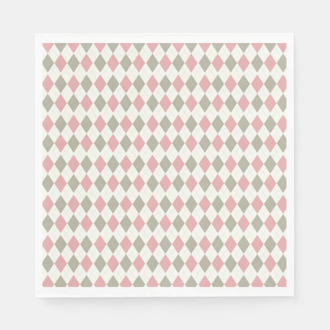 Serviette En Papier Jacquard rose et taupe Motif-Élégant polyvalent (Devant)