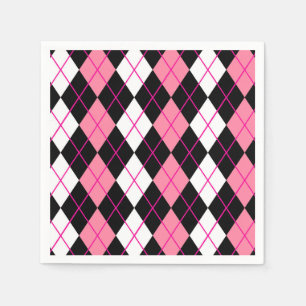 Serviette En Papier Jacquard rose noir blanc Diamant Design
