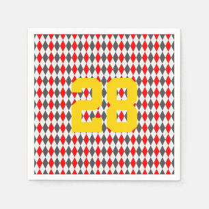 Serviette En Papier Jacquard Sports Joueur NUMBER rouge gris blanc or
