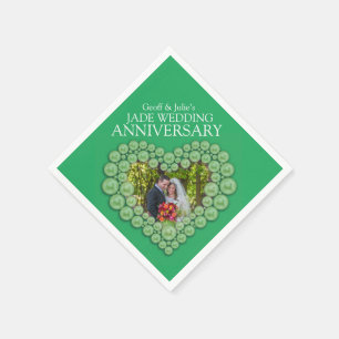 Serviette En Papier Jade 12e Mariage Anniversaire coeur photo vert