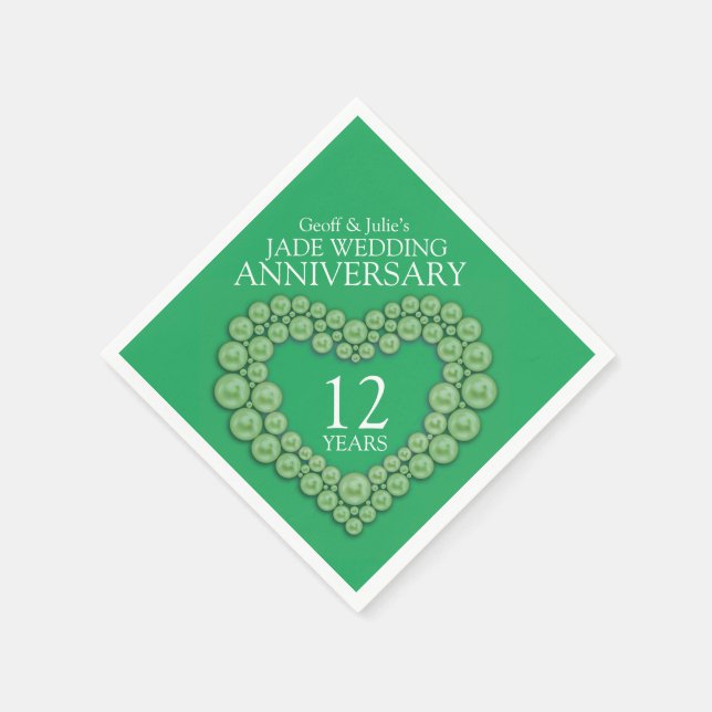 Serviette En Papier Jade 12e Mariage Anniversaire de coeur serviettes  (Coin)