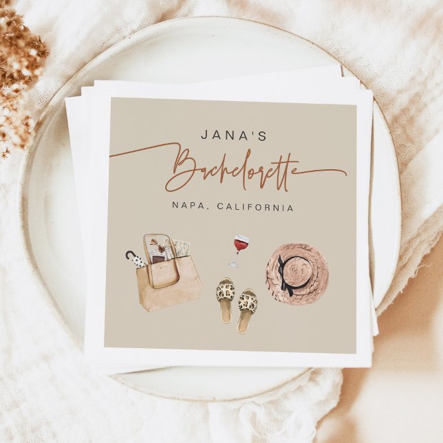 Serviette En Papier JADE Bohemian Napa Vin Pays Bachelorette (Créateur téléchargé)