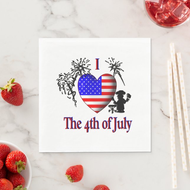 Serviette En Papier J'adore le 4 juillet (En situation)