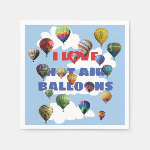 Serviette En Papier J'adore les ballons à air chaud avec des nuages d
