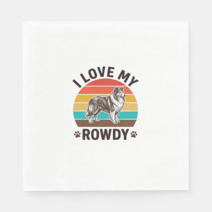 Serviette En Papier J'adore mon design de chien Colley vintage tapageu