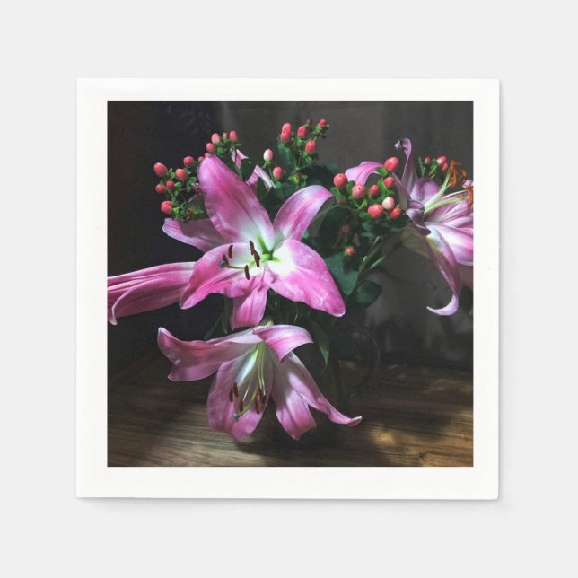 Serviette En Papier J'ai apporté des fleurs ! (Devant)