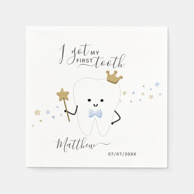 Serviette En Papier J'ai eu ma première dent Date de dentition de bébé (Devant)