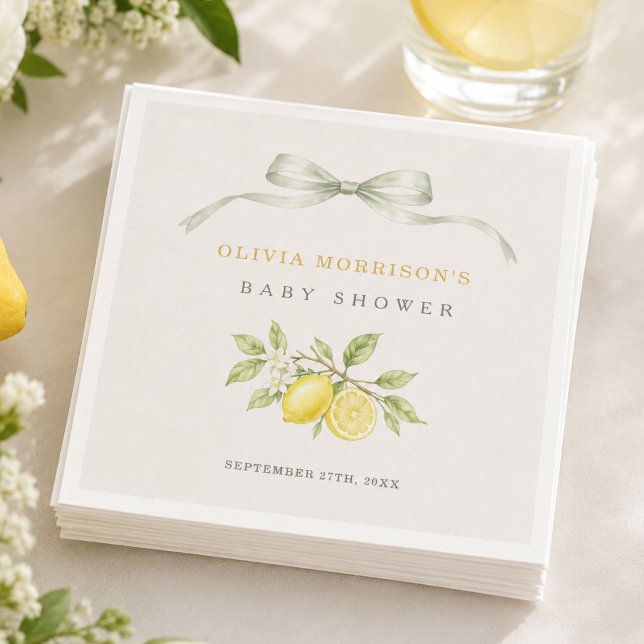 Serviette En Papier J'ai Hâte de Vous Presser Vous Bébé Shower Citron (Créateur téléchargé)