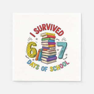 Serviette En Papier J'ai survécu 6 7 jours d'école 100ème jour d'école