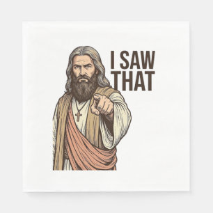 Serviette En Papier J'ai vu ce pointage religieux vintage gravure Sh