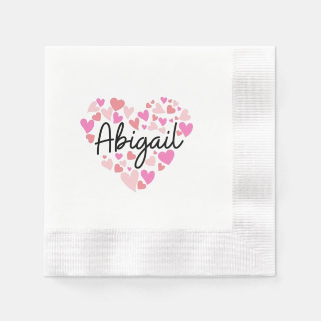 Serviette En Papier J'aime Abigail (Devant)