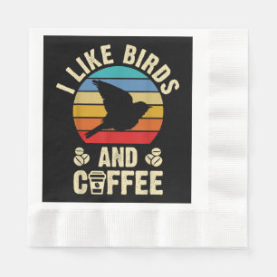 Serviette En Papier J'aime Birds & Coffee Funny vintage Birds thème lo