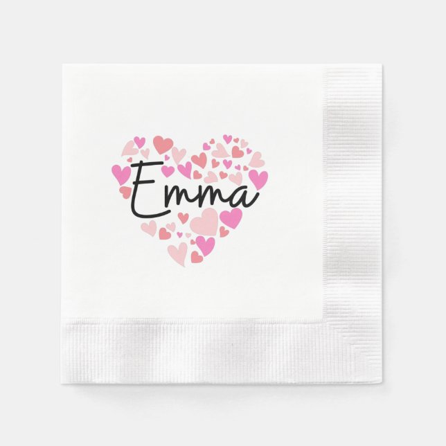Serviette En Papier J'aime Emma (Devant)