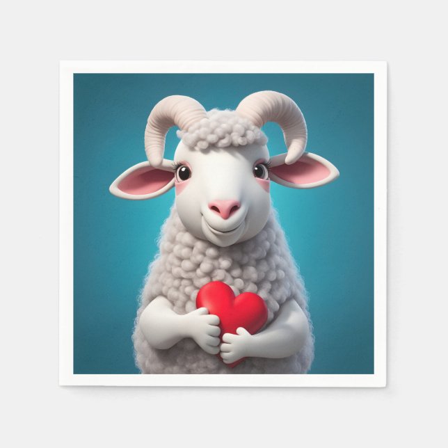 Serviette En Papier J'aime Ewe (Devant)