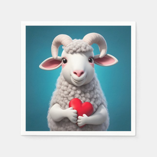 Serviette En Papier J'aime Ewe (Devant)