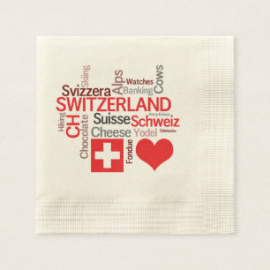 Serviette En Papier J'aime la Suisse - choses suisses préférées